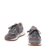 Brunello Cucinelli Virgin wool flannel and lamé calfskin runners