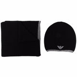 Emporio Armani ribbed knit embroidered logo scarf & beanie set