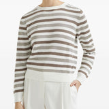 Brunello Cucinelli White Striped Crewneck Jumper
