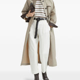 Brunello Cucinelli White Striped Crewneck Jumper