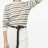 Brunello Cucinelli White Striped Crewneck Jumper