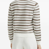 Brunello Cucinelli White Striped Crewneck Jumper