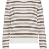 Brunello Cucinelli White Striped Crewneck Jumper