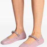 Jimmy Choo The Jelly Ballerina Flats with Crystal Embellishment