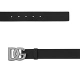 Dolce & Gabbana Calfskin belt with crossed DG logo buckle
