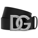 Dolce & Gabbana Calfskin belt with crossed DG logo buckle