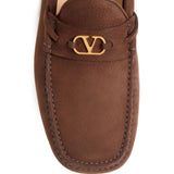 Valentino Garavani Fastaway Driver Moccasin In Deer Suede