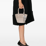 Self-Portrait Grey Crystal Embellishment Tote Bag