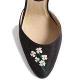 Valentino Black Floral Embroidery Hi Dolly Pumps