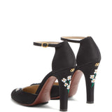 Valentino Black Floral Embroidery Hi Dolly Pumps