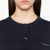 Brunello Cucinelli Navy Ribbed Cashmere Cardigan