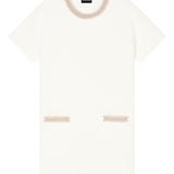 Emporio Armani White Ribbed Fringe Dress