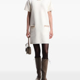 Emporio Armani White Ribbed Fringe Dress