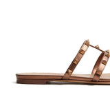 Valentino Garavani Rockstud Low Slide Sandal in Laminated Nappa Leather