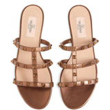 Valentino Garavani Rockstud Low Slide Sandal in Laminated Nappa Leather
