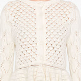 Chloé Ruffled logo cardigan in a silk, alpaca & cotton knit