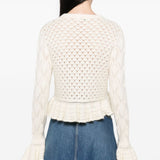 Chloé Ruffled logo cardigan in a silk, alpaca & cotton knit