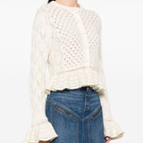 Chloé Ruffled logo cardigan in a silk, alpaca & cotton knit