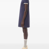 Valentino Navy Embroidered Crepe Couture Dress