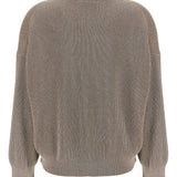 Brunello Cucinelli Beige Ribbed Knit Sweater