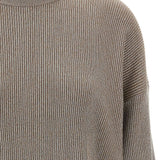 Brunello Cucinelli Beige Ribbed Knit Sweater