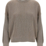 Brunello Cucinelli Beige Ribbed Knit Sweater