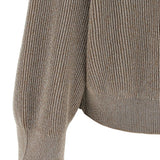 Brunello Cucinelli Beige Ribbed Knit Sweater