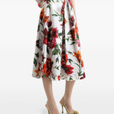 Dolce & Gabbana Flower-print pleated poplin skirt