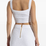 Balmain White Square Neck Crop Top