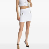 Balmain White Square Neck Crop Top