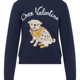 Valentino Blue Crew Neck Embroidered Sweatshirt