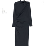 Brunello Cucinelli Dark Blue Gathered Dress