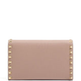 Valentino Garavani Rockstud Chain Wallet in Garnet Calfskin