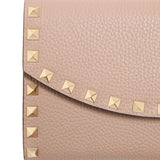 Valentino Garavani Rockstud Chain Wallet in Garnet Calfskin