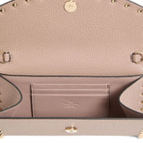 Valentino Garavani Rockstud Chain Wallet in Garnet Calfskin