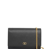Valentino Garavani Black Logo Plaque Chain Bag Flap Closure