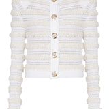 Balmain Long-sleeved tweed-effect knit cardigan