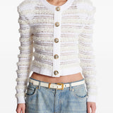 Balmain Long-sleeved tweed-effect knit cardigan