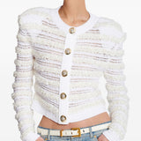 Balmain Long-sleeved tweed-effect knit cardigan