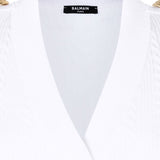 Balmain White Cable Knit Cardigan