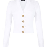 Balmain Button-Trim Cable-Knit Cardigan