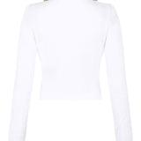 Balmain White Cable Knit Cardigan