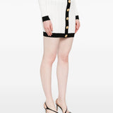 Balmain Button-embellished ribbed-knit mini skirt