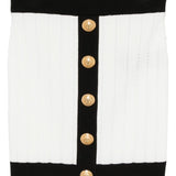 Balmain Button-embellished ribbed-knit mini skirt
