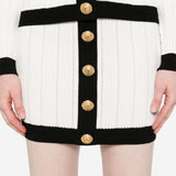 Balmain Button-embellished ribbed-knit mini skirt