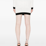 Balmain Button-embellished ribbed-knit mini skirt