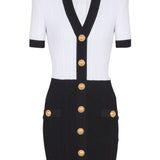 Balmain Two-tone twisted knit bodycon dress