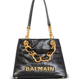 Balmain 1945 Soft PB-monogrammed crinkled small leather tote bag