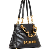 Balmain 1945 Soft PB-monogrammed crinkled small leather tote bag