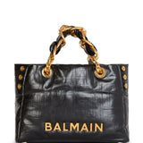 Balmain 1945 Soft PB-monogrammed crinkled small leather tote bag